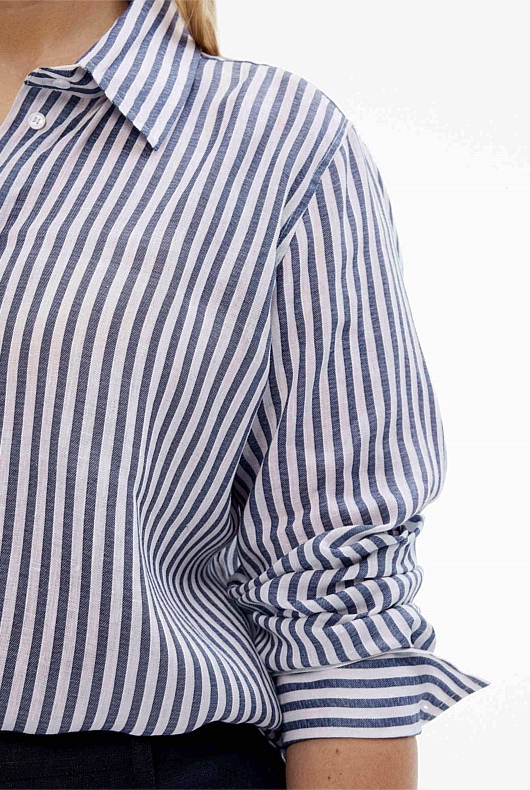 Navy Stripe French Linen Stripe Shirt - Women's Linen Shirts | Witchery