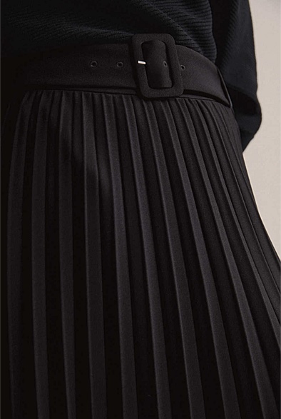 Pleated Belt Skirt | Midi Skirts
