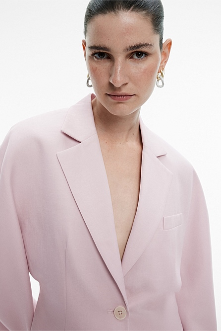 Soft Pink Linen Blend Dolman Single-Breasted Blazer - Women's Blazers ...