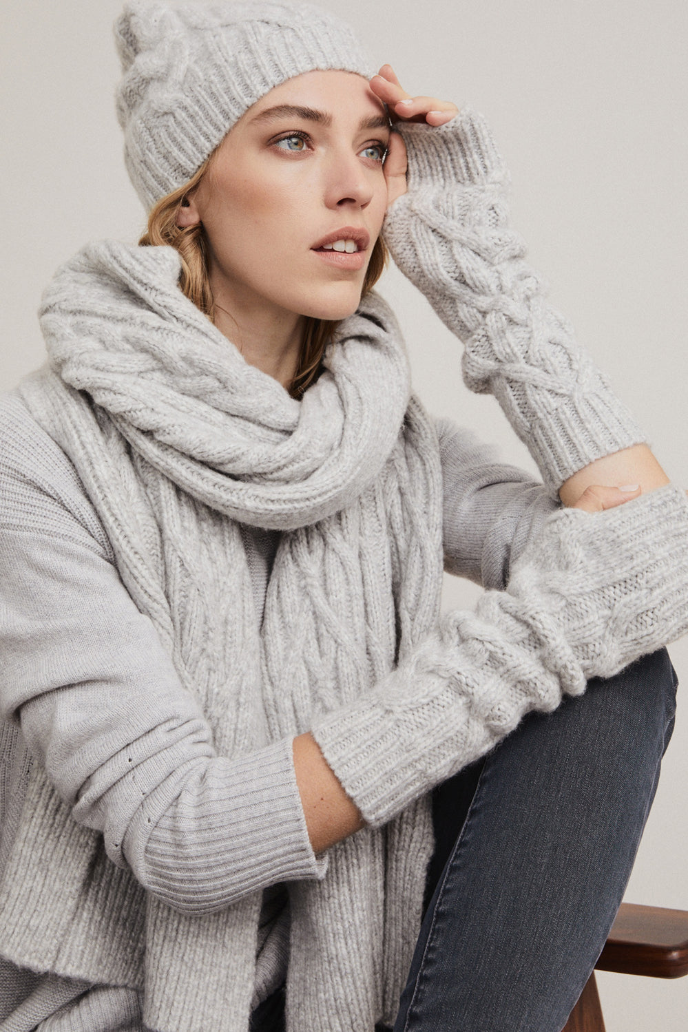 Lofty Cable Knit Scarf