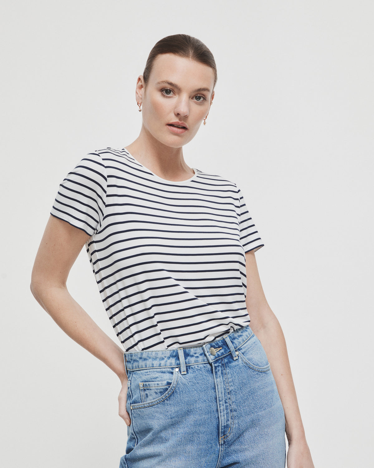 Stripe Shirt Tail Tee