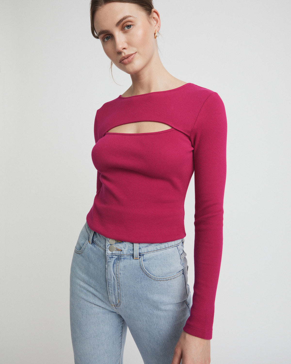 Cotton Rib Split Top