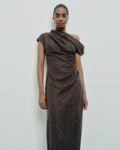 Draped Shoulder Midi Dress