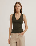Fine Rib V-Neck Tank Top