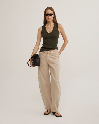 Fine Rib V-Neck Tank Top