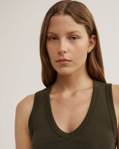 Fine Rib V-Neck Tank Top