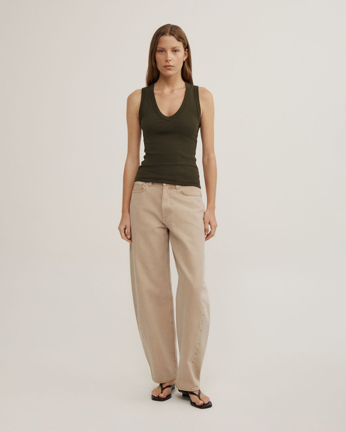 Fine Rib V-Neck Tank Top