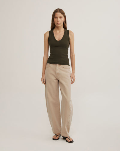 Fine Rib V-Neck Tank Top