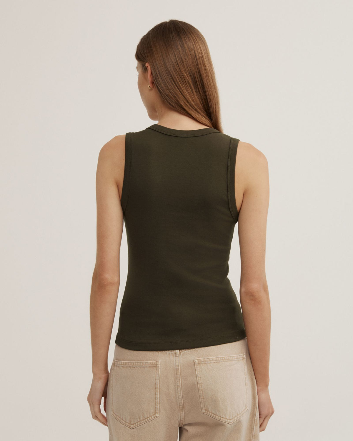 Fine Rib V-Neck Tank Top