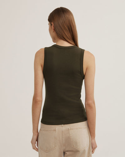 Fine Rib V-Neck Tank Top