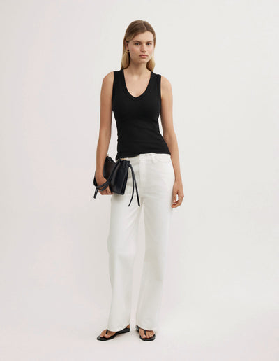 Fine Rib V-Neck Tank Top