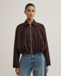 Gathered Hem Bomber Jacket