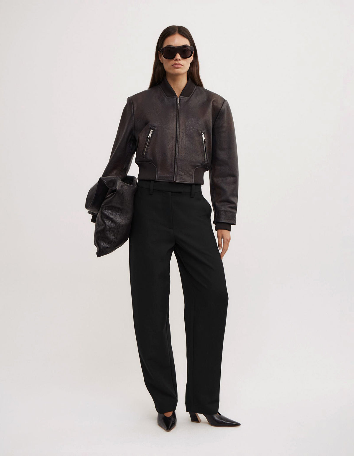 Crop Burnished Bomber Jacket