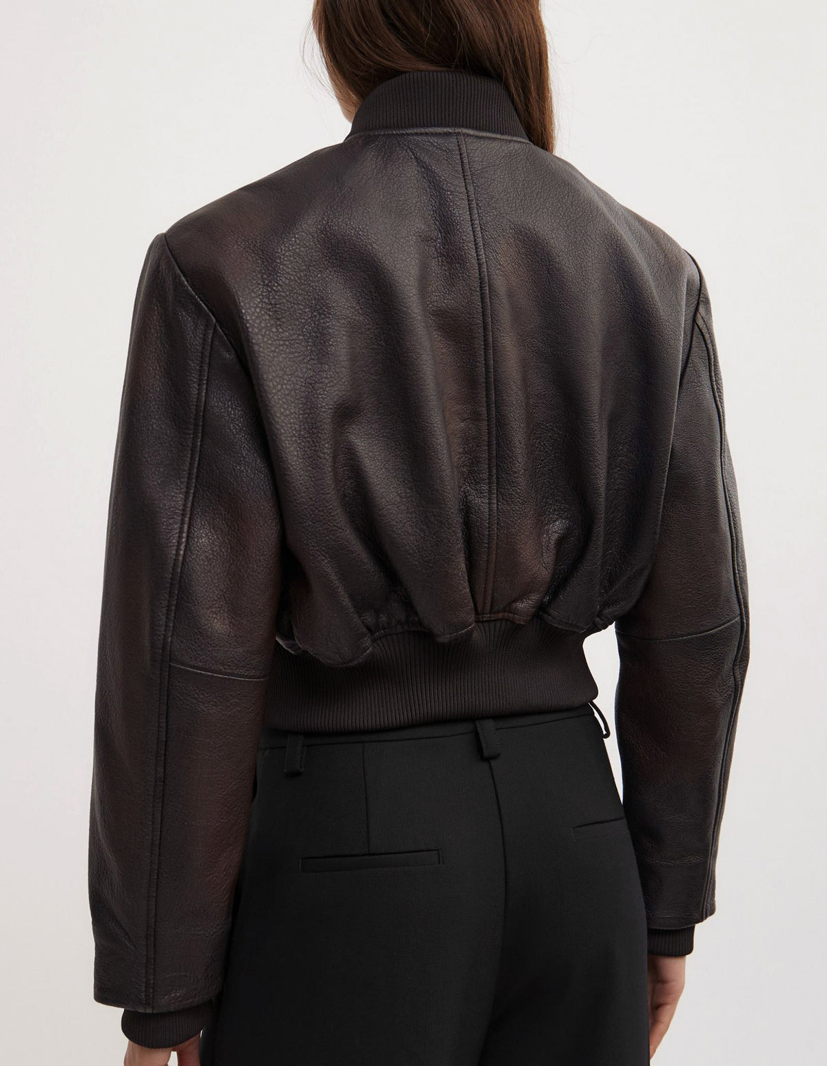 Crop Burnished Bomber Jacket