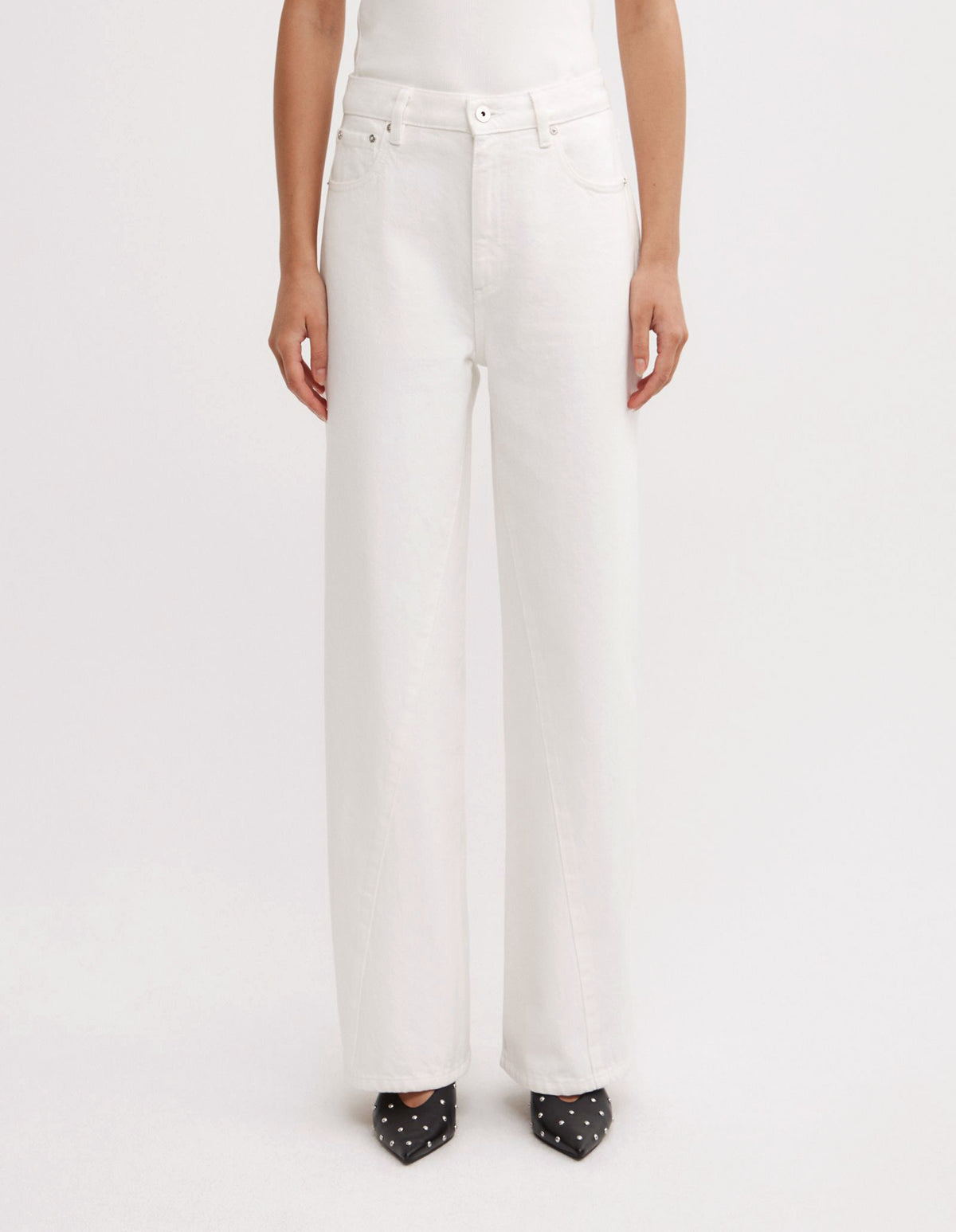 Angled Seam Denim Jeans