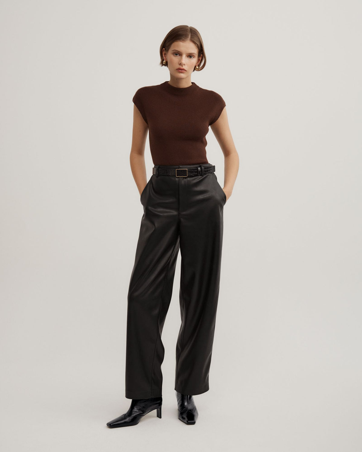 High Neck Knit T-Shirt