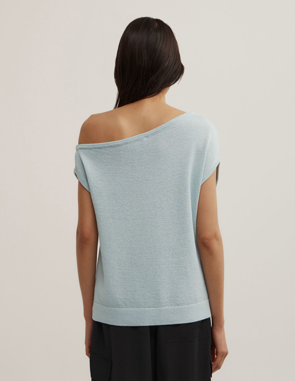 Asymmetric Short Sleeve Slouch Knit
