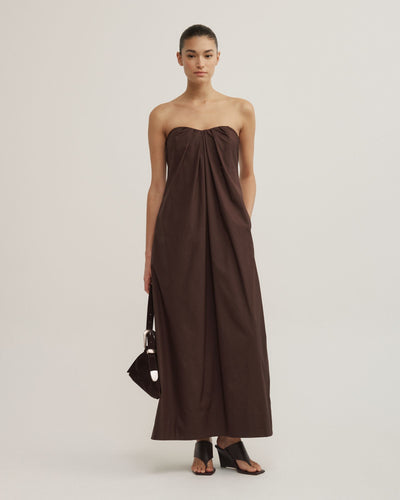 Gathered Bandeau Midi Dress