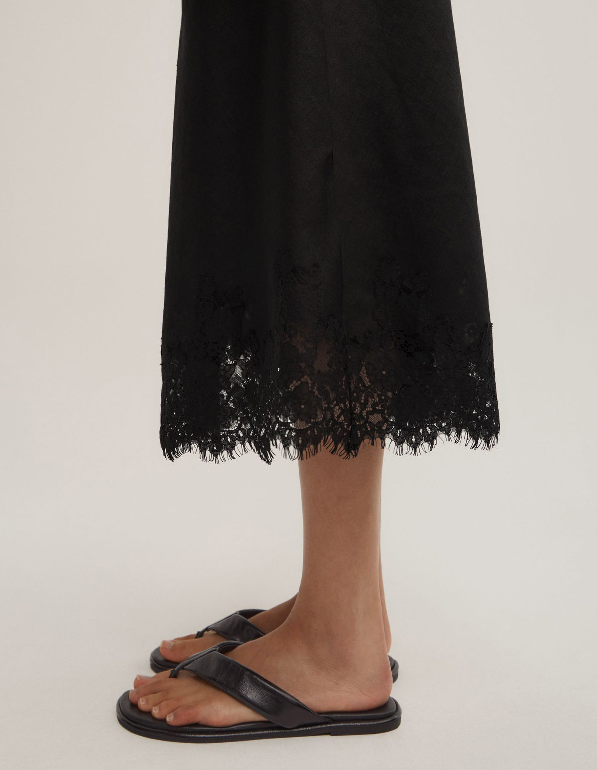 Linen Lace Midi Skirt
