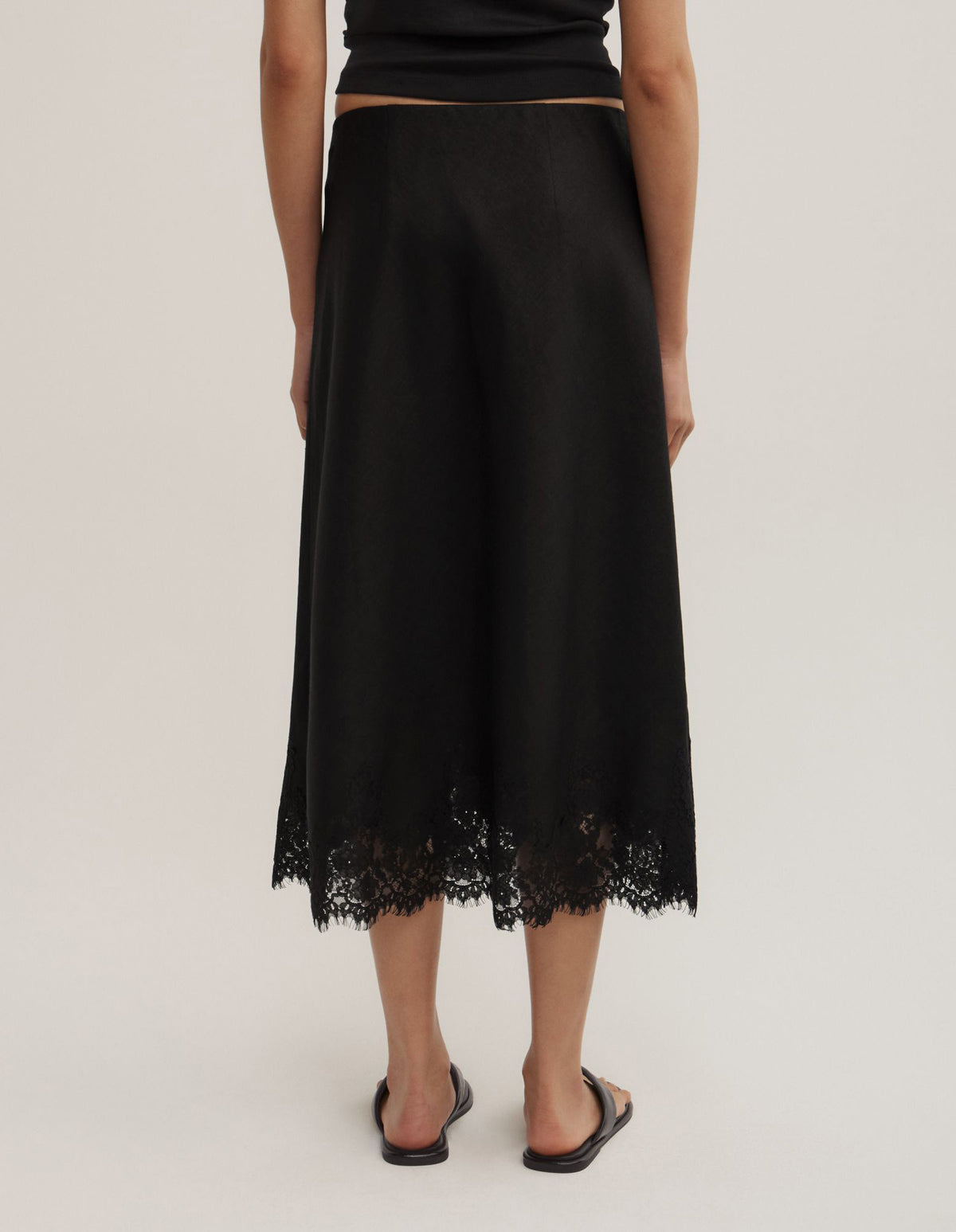 Linen Lace Midi Skirt