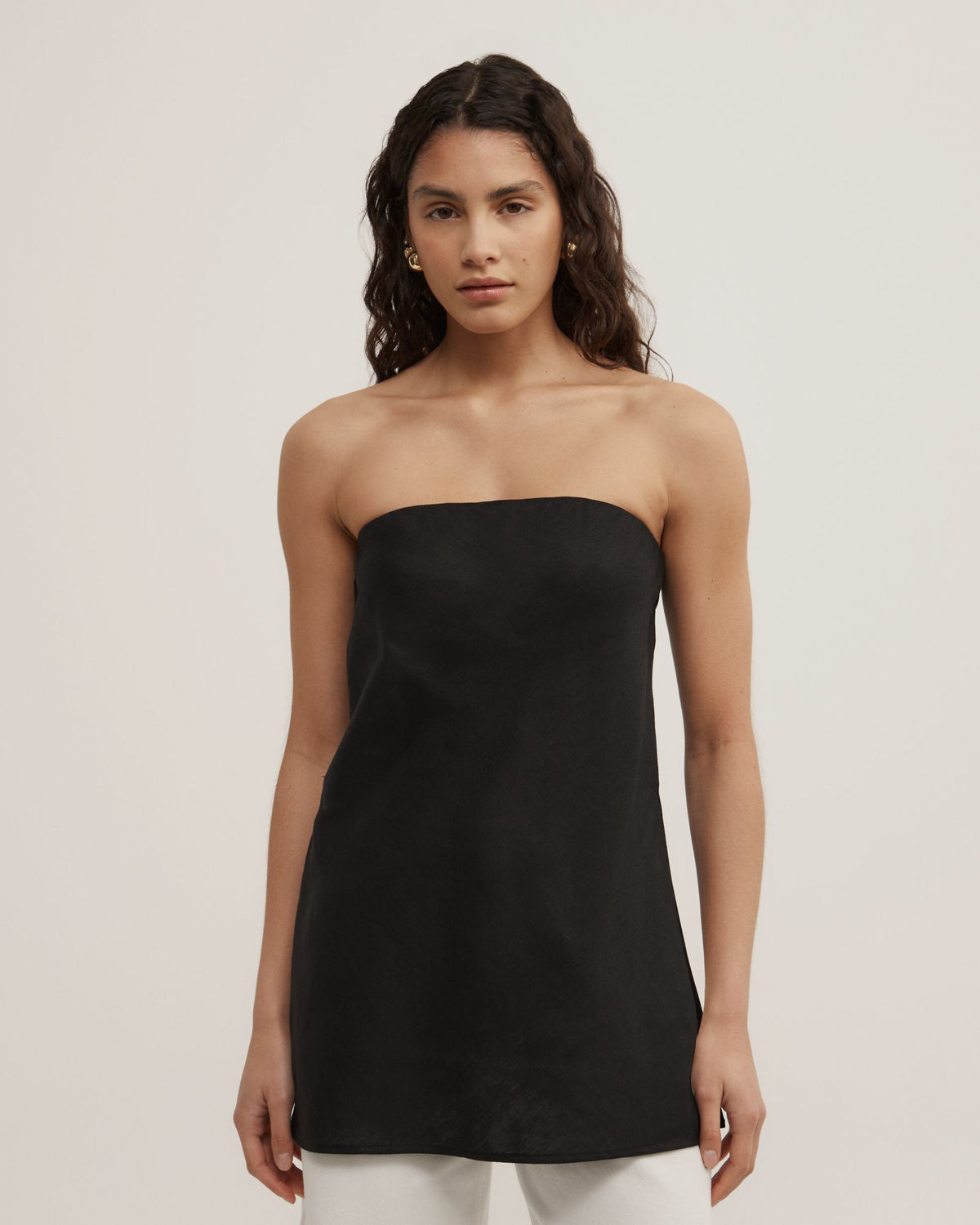 Linen Strapless Top