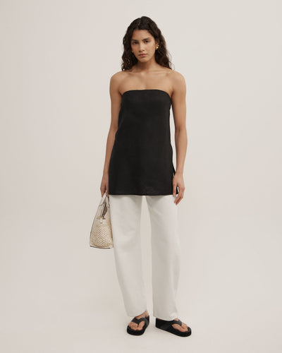 Linen Strapless Top