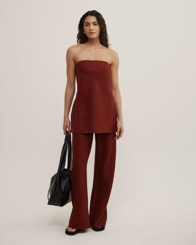 Linen Strapless Top