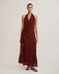 Halter Drape Tie Maxi Dress