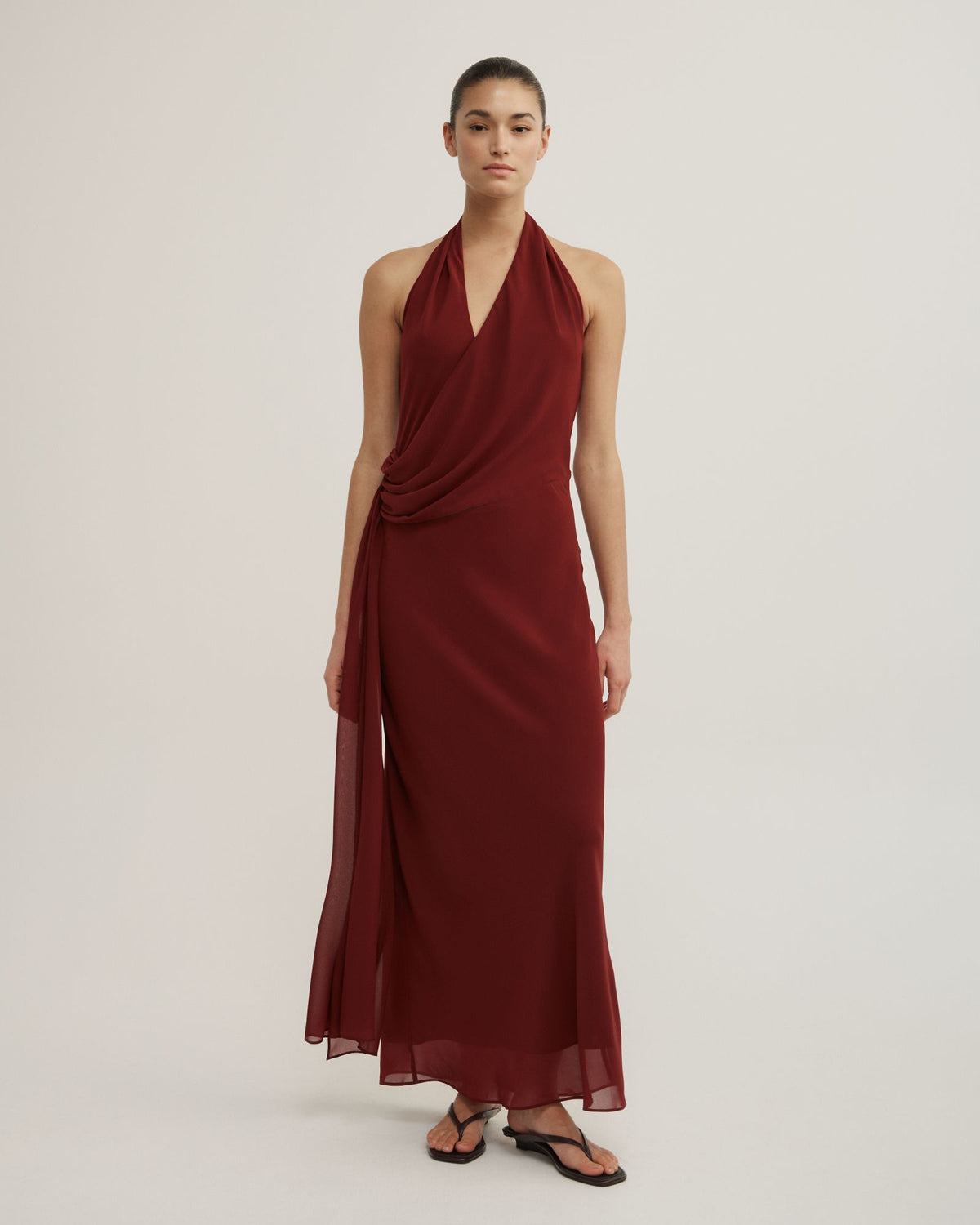 Halter Drape Tie Maxi Dress