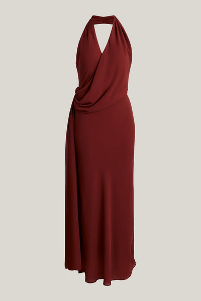 Halter Drape Tie Maxi Dress
