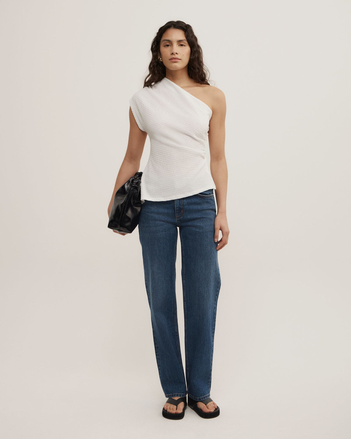 One Shoulder Textured Top