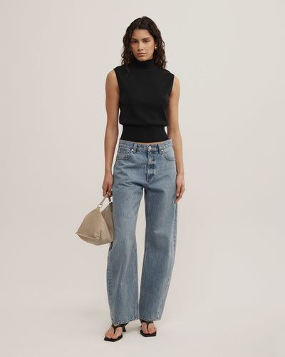 High Neck Open Back Knit
