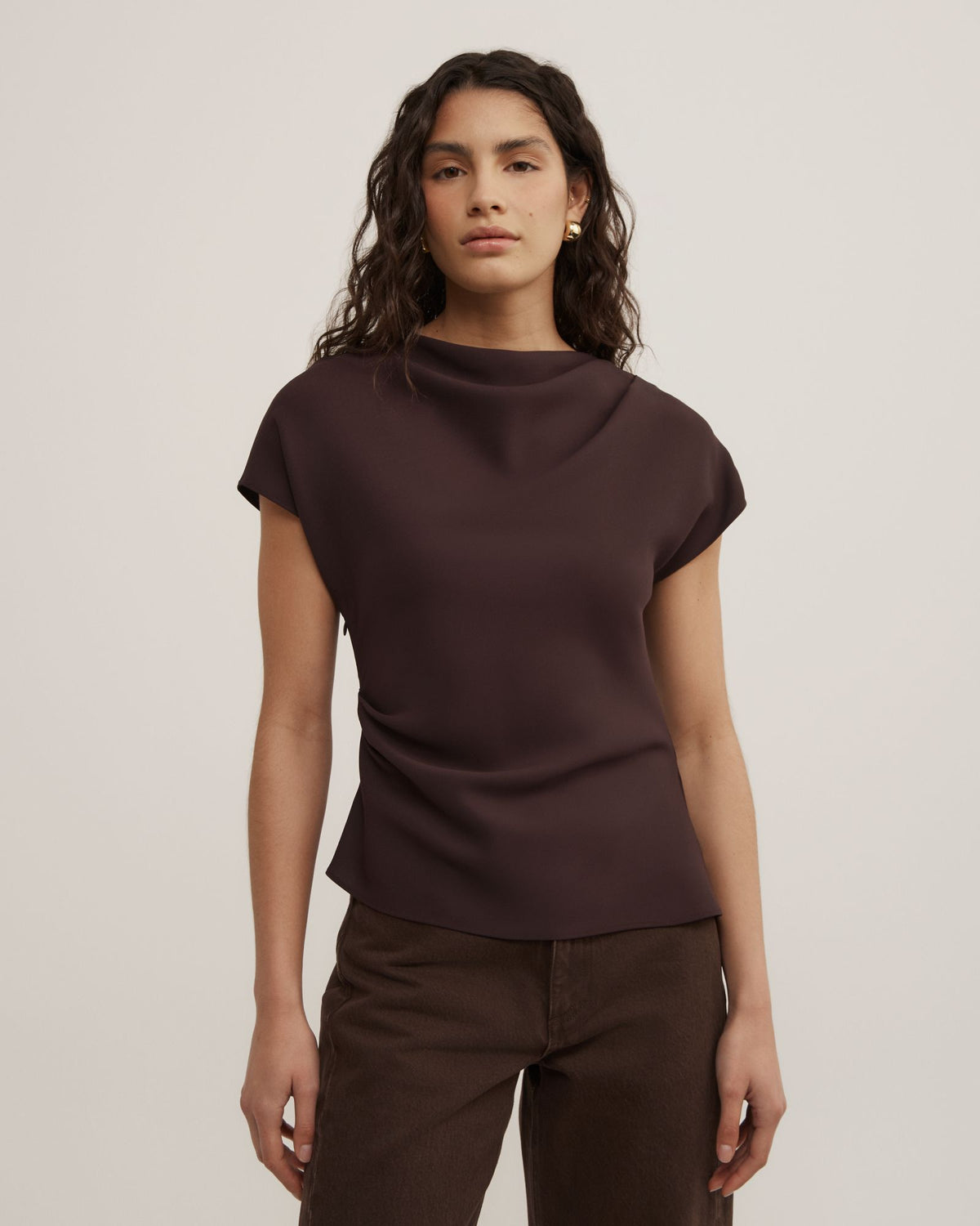 Cowl Neck Crepe Top