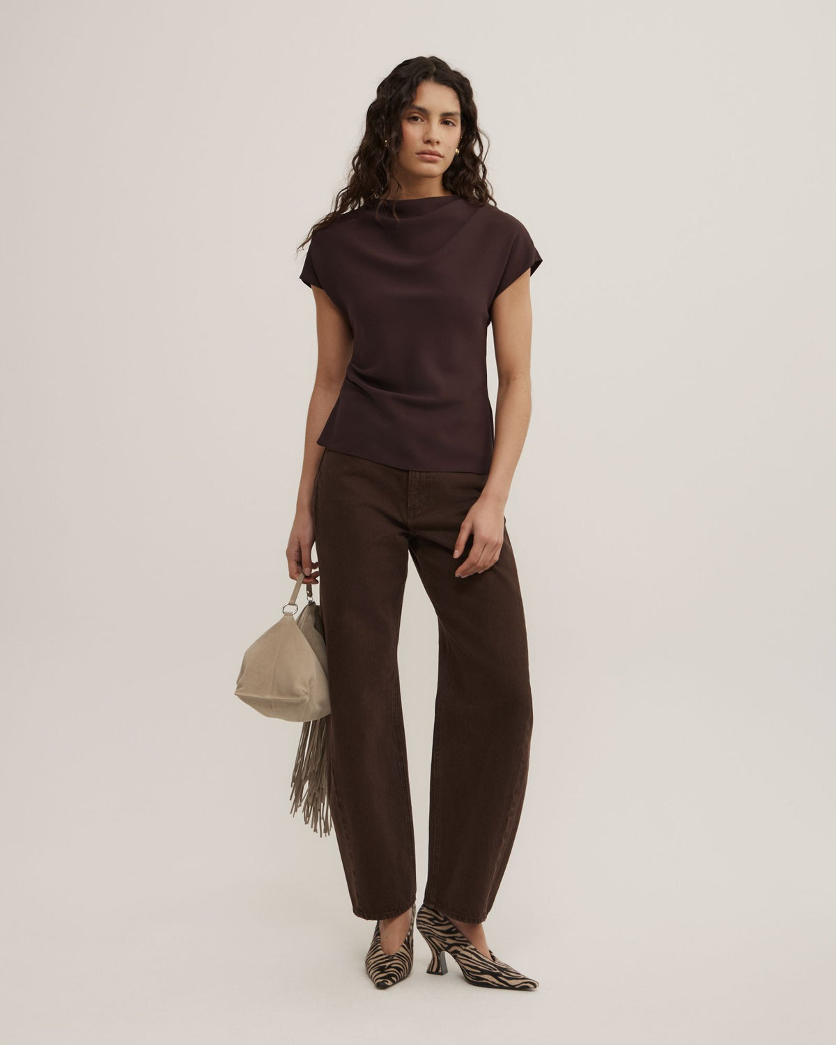 Cowl Neck Crepe Top