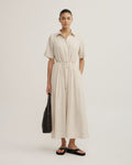 Drawstring Shirt Midi Dress