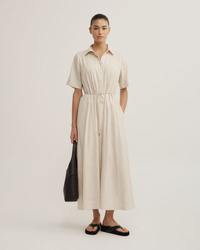 Drawstring Shirt Midi Dress