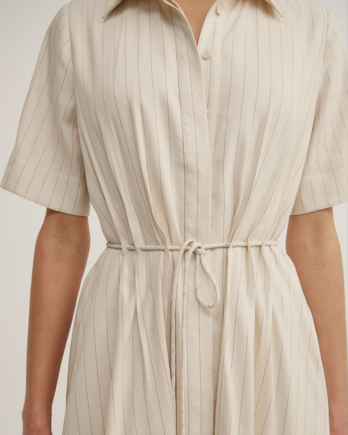 Drawstring Shirt Midi Dress