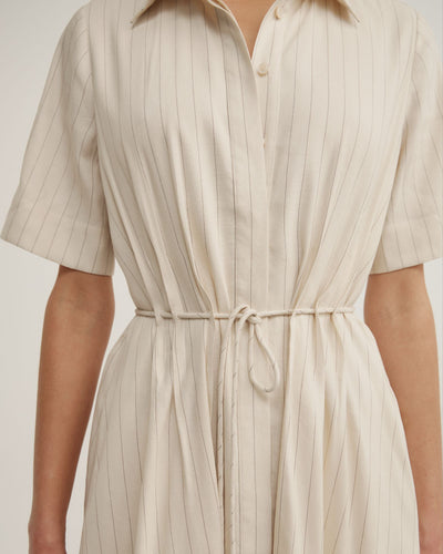 Drawstring Shirt Midi Dress