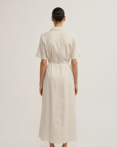 Drawstring Shirt Midi Dress