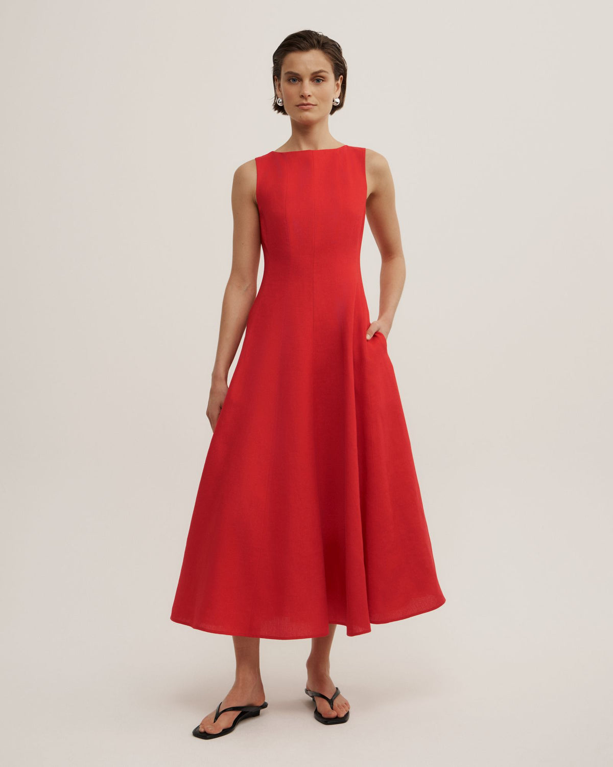 Linen Panel Midi Dress