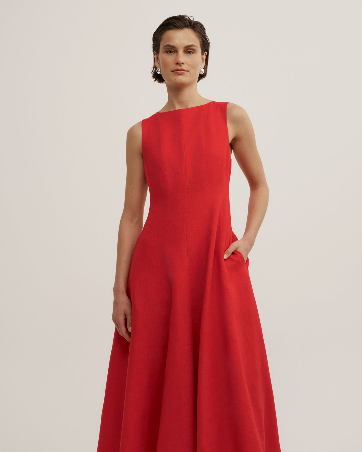 Linen Panel Midi Dress