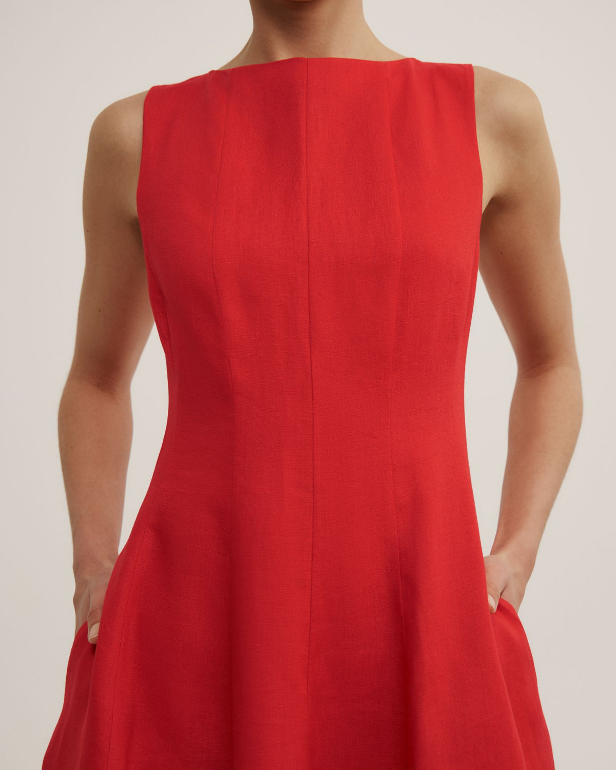 Linen Panel Midi Dress