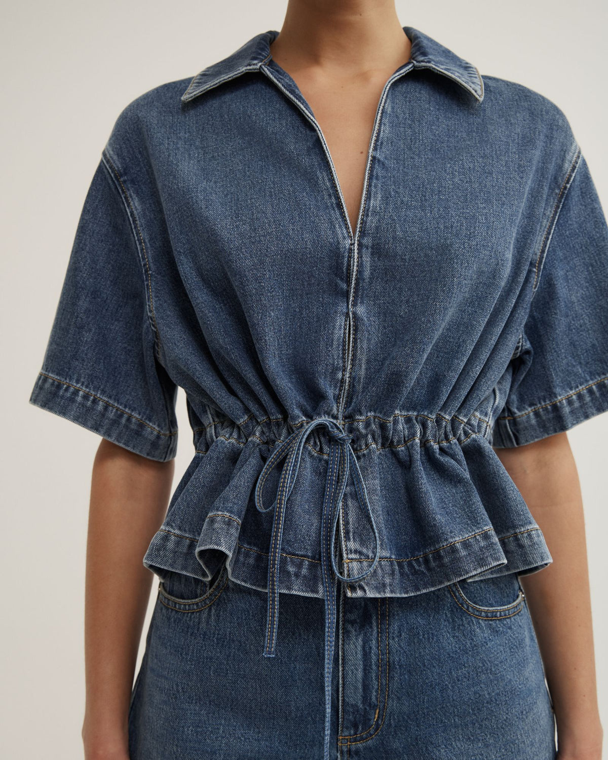Bow Denim Shirt